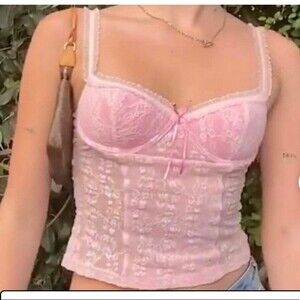Sydney Carlson Victorias Secret Pink Lace Bustier Victoria’s Secret Y2K …